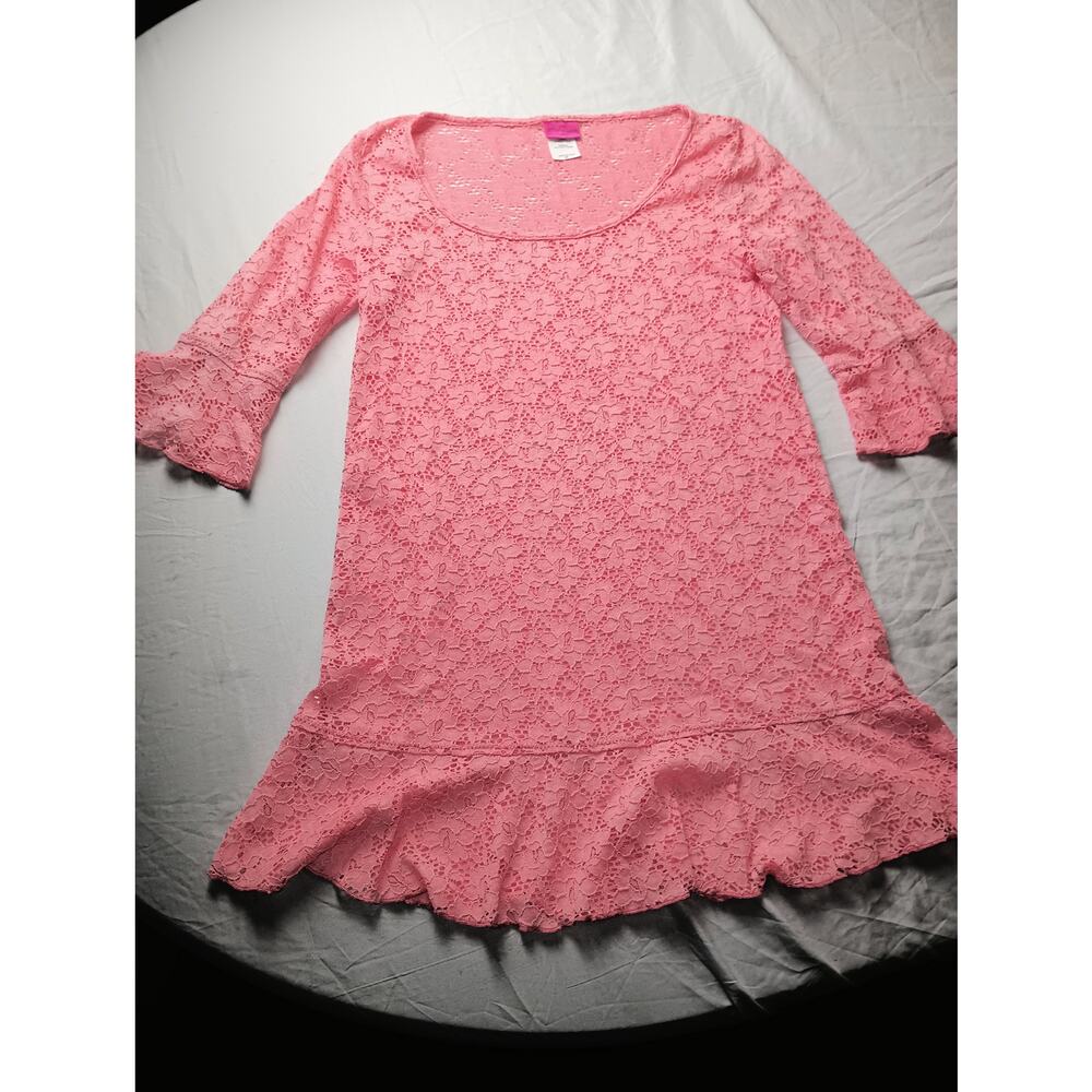 Betsey Johnson Crochet Swim Suit Cover Up Dress Floral Pool Beach Wear Small